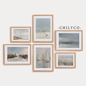 Printable Summer Coastal Gallery Set | Summer Neutral Aesthetic Decor | Coastal Farmhouse Decor | Beach Wildflower Art Set | Ocean Waves