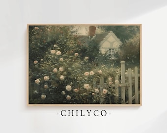 Printable WildFlowers Garden Painting | Antique Watercolor Flower Print | Vintage Spring Cottage Wall Art | Floral Farmhouse Wall Decor