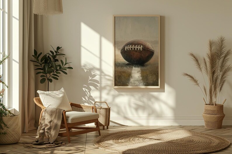 Rustic Football Color In Antique Football Wall Art | Football Print | Rustic Football Oil ...