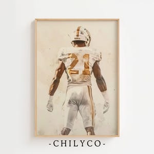 Vintage Style Football Player Oil Painting | Football Nursery Art | Man Cave Wall Decor | Kids Room Sports Decor | Instant Download