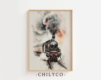 Wizard Neutral Nursery | Wizarding Baby Decor | Express Train | Nursery Decor | Baby Shower Gift | Vintage Train Decor | Magical School Art
