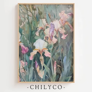 Colorful Iris Flowers Digital Art | Spring Artwork | Summer Artwork | Vintage Wildflowers | Floral Art | Wildflowers Wall Art | Rustic Iris