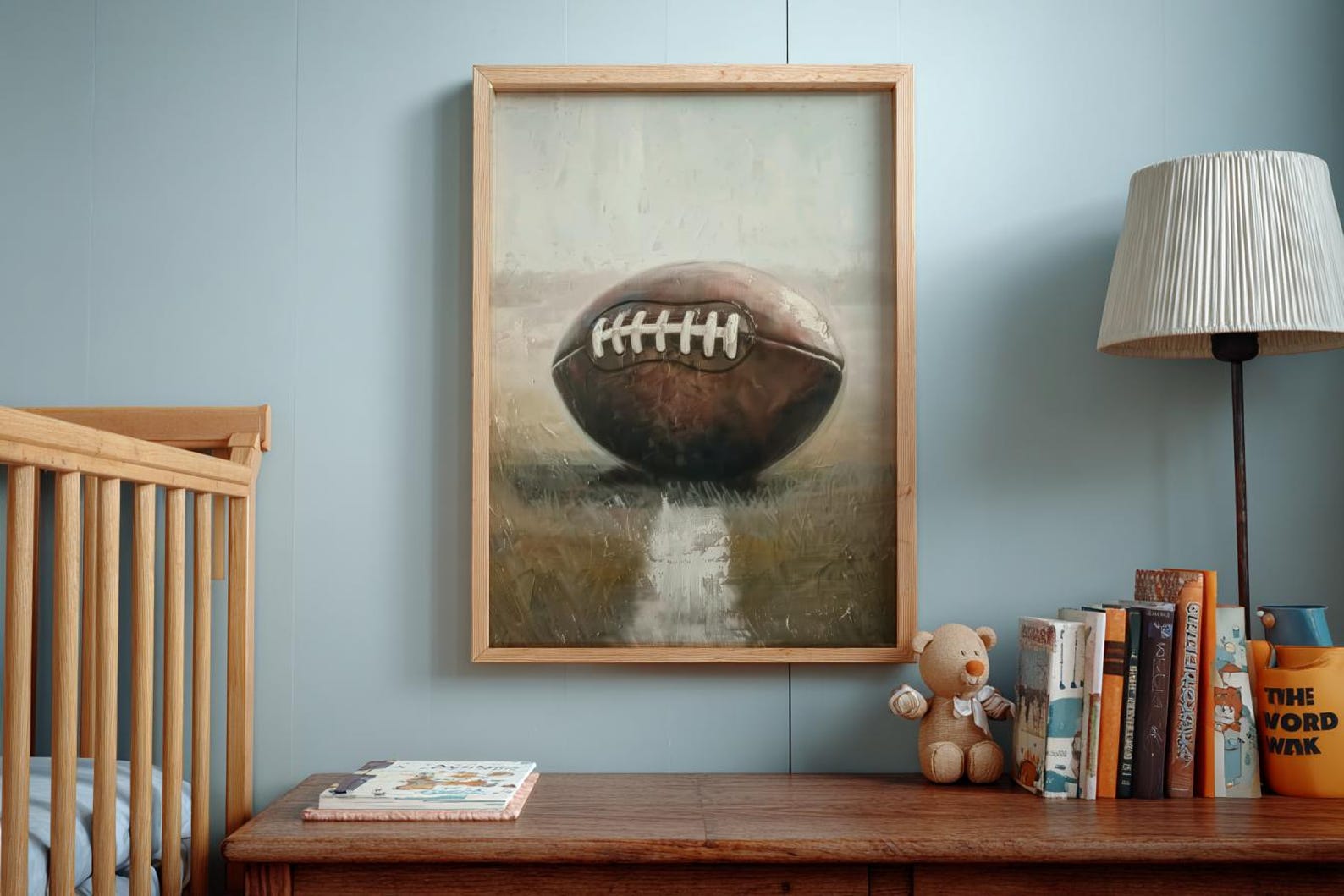 Rustic Football Color In Antique Football Wall Art | Football Print | Rustic Football Oil ...