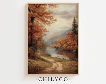自然油絵 オリジナル秋の絵画 森の道 キャンバス壁画 田園風景画