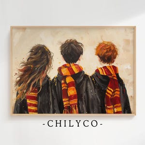 Best Magical Friends Art | Magical Castle Decor | The Trio Vintage Art | Digital Magical School Decor | Wizard School Friends Decor