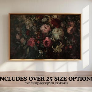 Moody Dark Wildflower Art | Vintage Peonies Oil Painting | Dark Floral ...