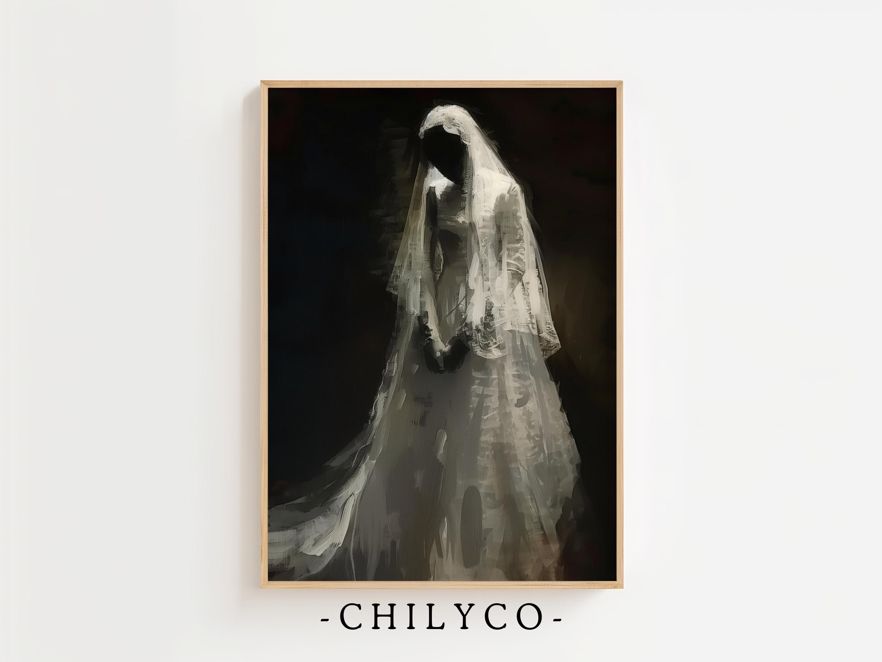 Vintage Ghost Bride Dark Spooky Art | Halloween Decor | Antique Ghost ...