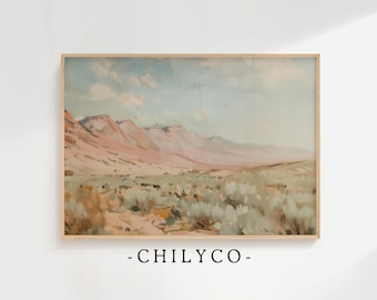 Vintage Wüste Ölgemälde | Sofortdownload | Druckbare Kunst | Trockene Landschafts Kunst | New Mexico Kunstwerk | Gebirgskette Kunst | Abstrakte Kunst