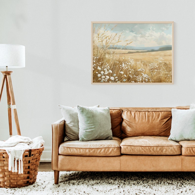 Wheat Field Artwork Wildflower Field Floral Wheat Field Summer Art