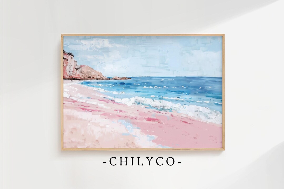 Abstract Pink Beach Oil Painting | Digital Download | Girly Coastal ...
