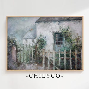 Vintage Floral Garden Canvas | Cottage Decor | French Country Decor | Antique Cottage Garden Art | Muted Country Home Art | Spring Garden
