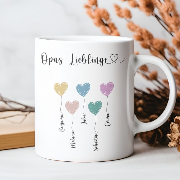 personalisierte Tasse | OPA mit Kindernamen | Opa mit Enkelkinder | Tasse Opas Lieblinge | Keramik | Tasse mit Namen | Farbwahl