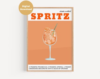 Aperol Spritz | Poster | Rezept Aperol | Aperol trinken | Lieblingsgetränk | Aperoli | Küche | Geschenk | Cocktail Bar | Digital Download