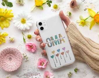 Personalisierte Handyhülle | Oma mit Namen Luftballons | Softcase iPhone 15 14 Pro 13 12 11 XR | Samsung S23 Ultra S22 S21 FE S20 A54