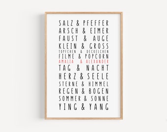 Pärchen Poster personalisiert | Arsch und Eimer | Traumpaar Poster | Partnerposter | Poster personalisiert | Geschenk | Verlobung | Hochzeit