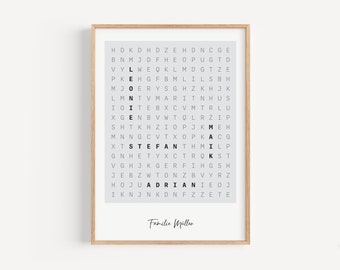 Gepersonaliseerde kruiswoordpuzzel | Familieposter | Kruiswoordraadsel | Cadeau voor familie | verhuizen | Een huis kopen | Verhuizen | Digitaal printen