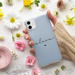 personalisiert Handyhülle Name Softcase für iPhone 15 14 Pro 13 12 11 XR für Samsung S23 Ultra S22 S21 FE S20 A54 A53 & Pixel 7 6A 6 Pro Bild 5