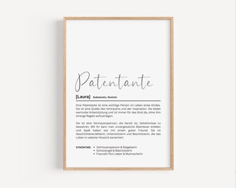 Taufbild Personalisiert | Patentante Fragen | Willst du meine Patentante sein | Geschenk Taufe | Patentante Dankeschön