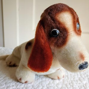 Dakin Bassett Hound Patch Version Plush. Product of Korea. Circa Mid-Eighties. Excellent condition! Pie-eyes. Nature Babies Line.