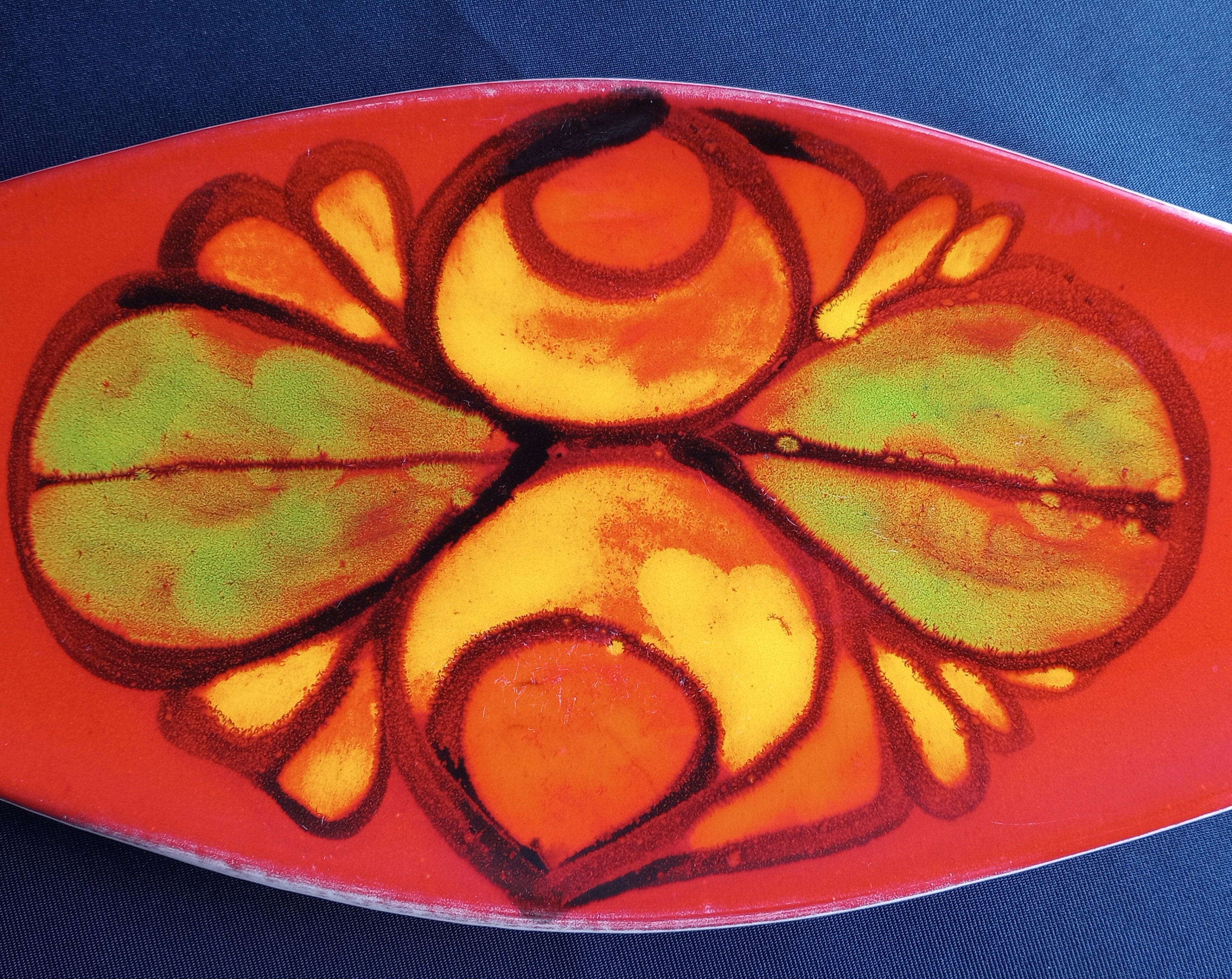 Poole Pottery 蓋付き器 赤・オレンジ Vintage Poole Delphis Pottery