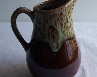 Hull Pottery Brown Drip Glaze Syrup / Cream Pitcher, 6.5" by 5.5” “G-4” 1960's Ohio pottery pitcher in excellent condition!