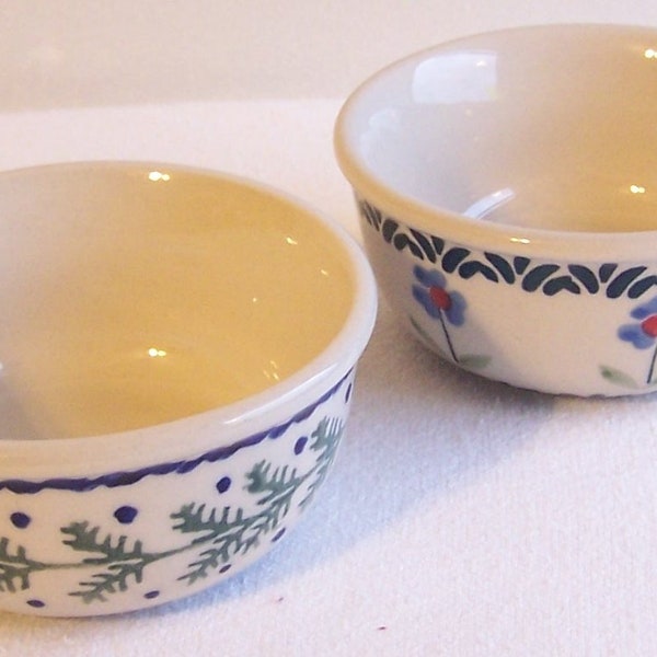 TWO vintage ceramika z Boleslawca Polish finger bowls 1950’s Rich Color great Holiday Designs RARE, super hard-to find in PERFECT condition!