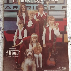 I Think I Love You sheet music. Recorded by Partridge Family. c.1970. Vocals, Guitar and Piano. David Cassidy Classic. Written by Tony Romeo