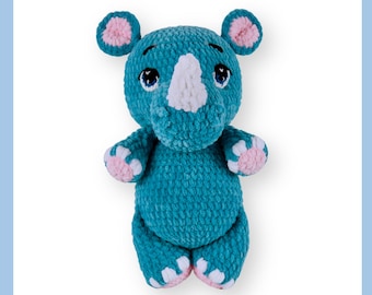 Crochet Pattern for Ricky the Rhino | Low-Sew Amigurumi with Detailed Instructions | Easy-to-Follow Crochet Design | Instant PDF Download