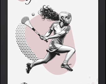 Camogie Personalised Irish-language print, Irish Gift, Irish Sports, Gaelic Sports