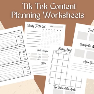 Tik Tok Content Planning Worksheets