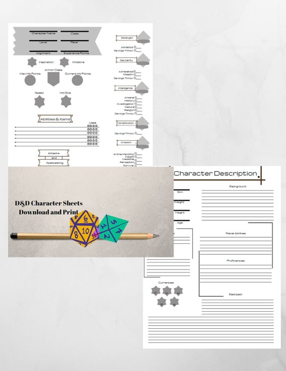 D&amp;D Character Sheet - Etsy