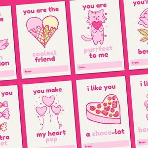 Valentines Day Cards for Kids | Printable Valentines Cards | Classroom Valentines | Punny Valentines | Cute Girls Valentines | Instant PDF