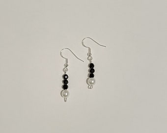 Handmade fancy Black and White Dangling Earrings for special occasion