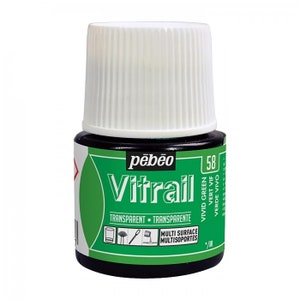 Pebeo Vitrail 45ml 58 VIVID GREEN Stained Effect Color Paints for Glass Stone Metal Canvas Mirror  Terracotta Wood Plexiglas Plastic Ceramic