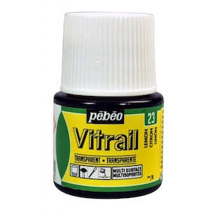 Pebeo Vitrail 45ml 23 LEMON Stained Effect Color Paints for Glass Stone Metal Canvas Mirror  Terracotta Wood Plexiglas Plastic Ceramic