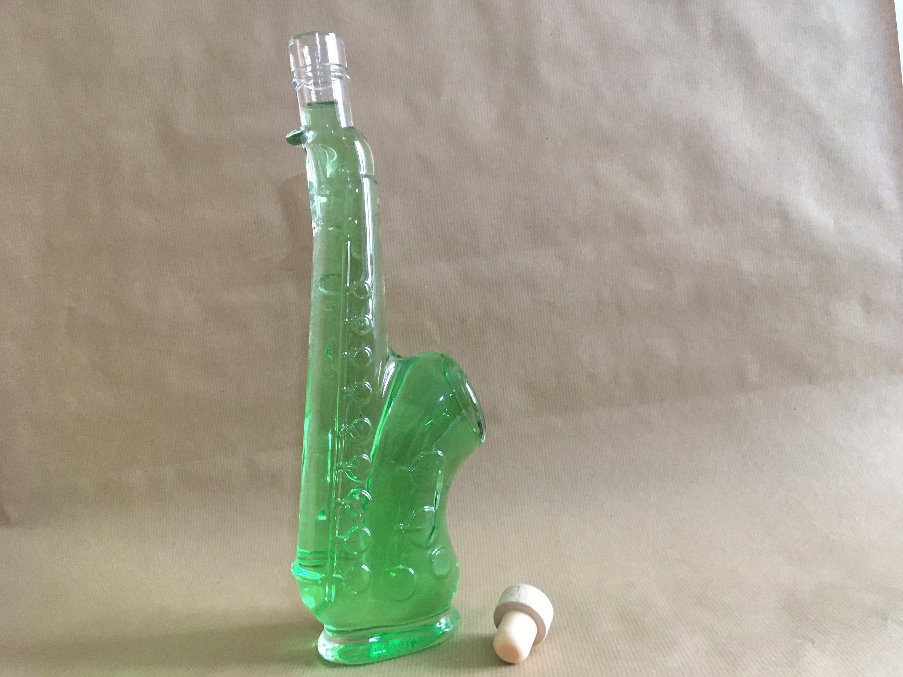 SAXOPHONE empty clear shape glass bottle 1pc 500ml crystal decanter home decor tools stopper liquor wine paintings Art gift diy