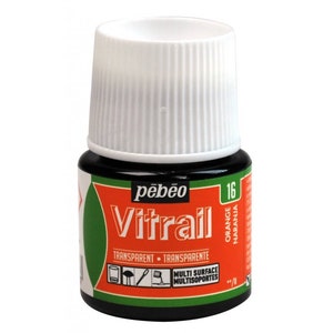 Pebeo Vitrail 45 ml 16 ORANGE Stained Effect Color Paints for Glass Stone Metal Canvas Mirror  Terracotta Wood Plexiglas Plastic Ceramic