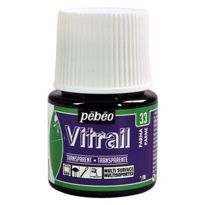 Pebeo Vitrail 45ml 33 PARMA VIOLET Stained Effect Color Paints for Glass Stone Metal Canvas Mirror Terracotta Wood Plexiglas Plastic Ceramic