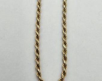 14k Yellow Gold 1.8mm Solid Rope Chain, 20"