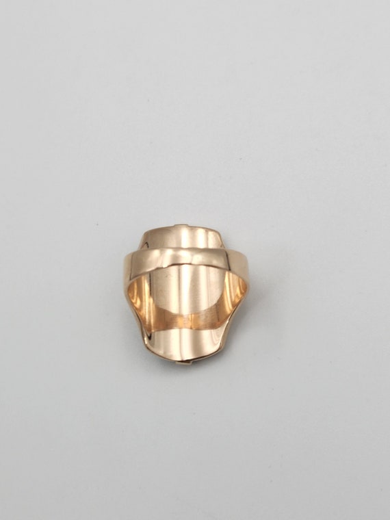 10k Yellow Gold Jade Ring, Size 5.25 - image 3