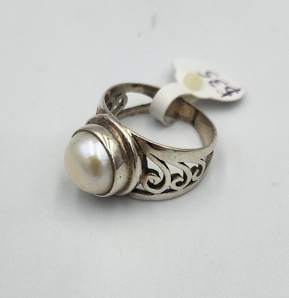 Sterling Silver Pearl Ring, Size 7 - image 1