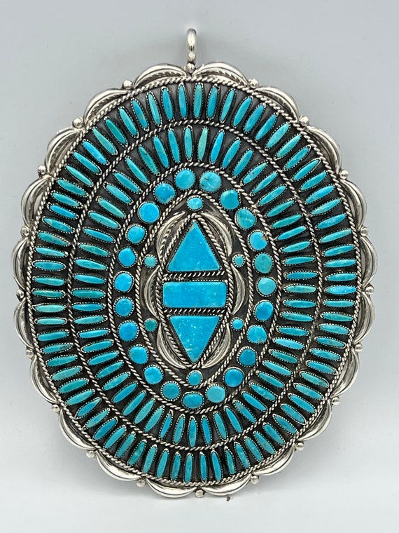 Sterling Silver W. Begay Turquoise Pendant and J … - image 2