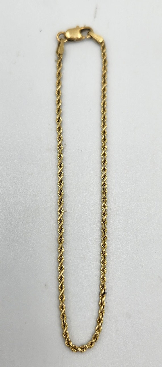 14k Yellow Gold Rope Bracelet, 7 in - image 2