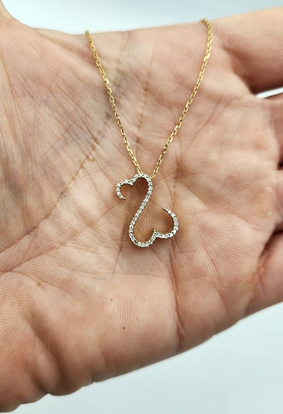 14k Yellow Gold Diamond Open Heart Necklace - image 2