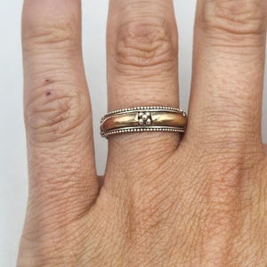 Sterling Silver Gold Accent Band, Size 7