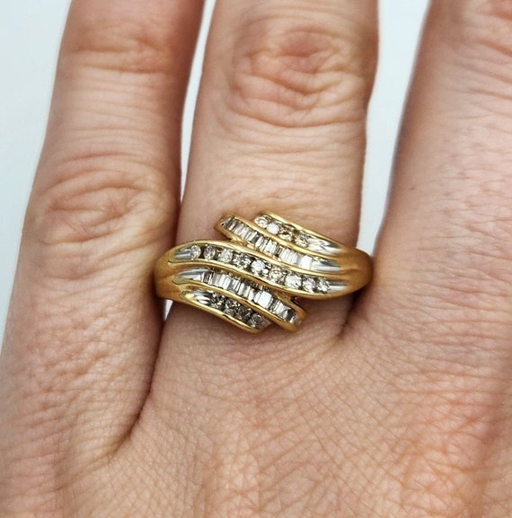 10k Yellow Gold Channel Set Diamond Ring, Size 6.… - image 1