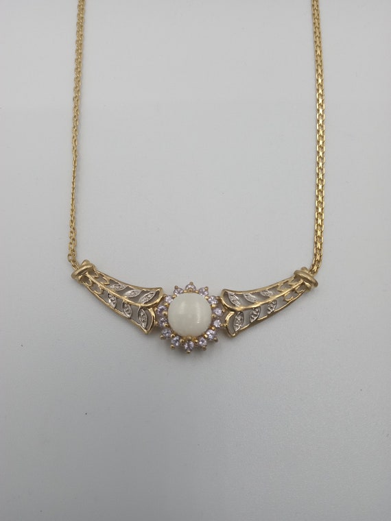 10k Gold CZ & Opal Necklace