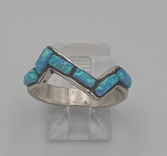 Blue Opal sterling silver ring - image 1