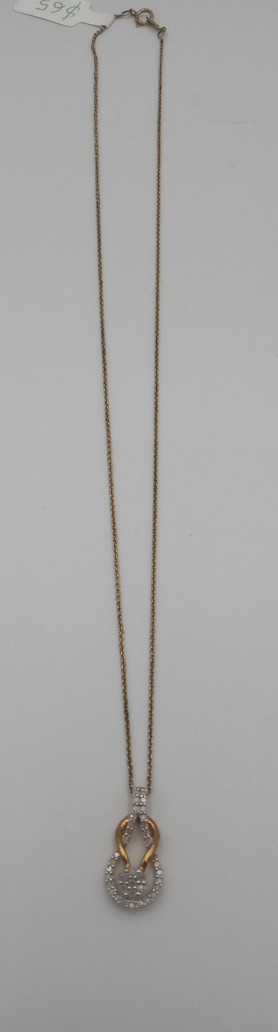 Sterling Silver Gold Tone Diamond Necklace