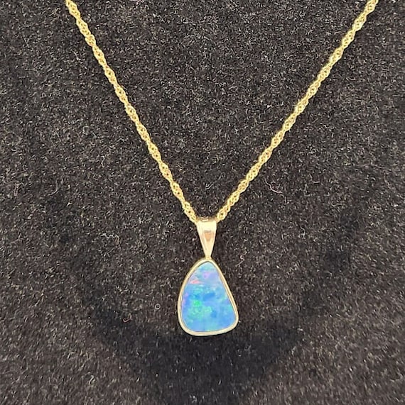 14k Yellow Gold Opal Doublet Necklace - image 1